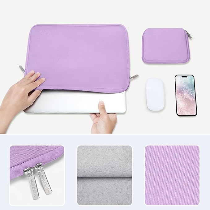 MOSISO Laptop Case 16 inch, 15-15.6 inch Laptop Sleeve Bag Compatible with MacBook Pro 16 M5 M4 M3 M2 M1, HP Acer Dell Lenovo ASUS Notebook, Neoprene Computer Sleeve Bag with Small Case, Purple