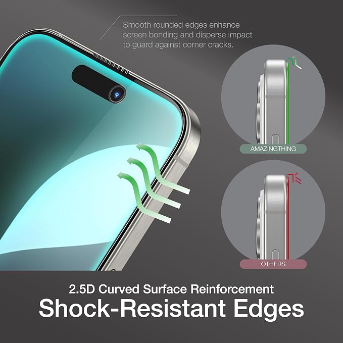 AMAZINGthing for iPhone 17 [Titan Filter 7 - Full Glass] Screen Protector, 9H Tempered Glass, Full Coverage, Case‑Friendly, Oleophobic, Alignement Frame, 2 Pack (Anti-glare&reflexion Matte, iPhone 16 Pro Max)