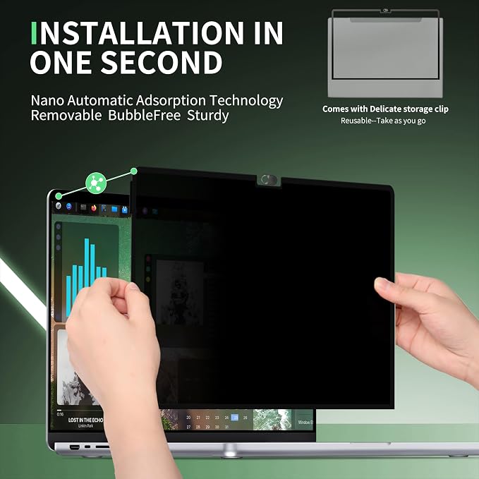 Privacy Screen for MacBook Pro 14 Inch M1/M2/M3/M4/M5(2021-2025)--A3434 A2918 A2992 A2442 A2779,Anti Blue Light Glare Filter Removable Computer Protector, Monitor Shield Laptop Film With Camera Cover