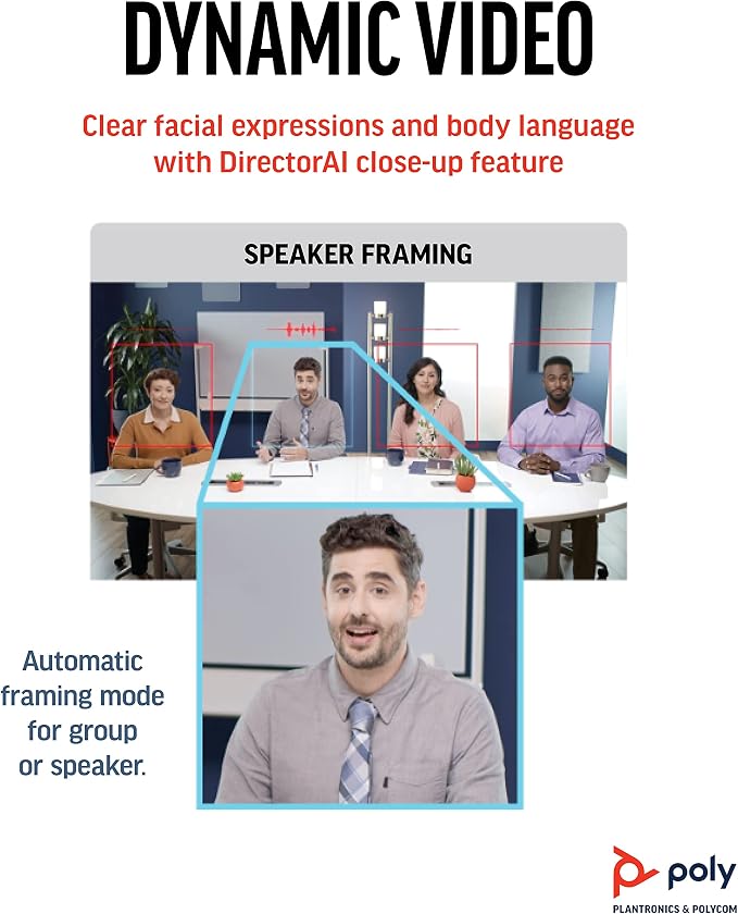 Poly Studio R30 4K Video Conference System - Camera, Mic, and Speaker Bar for Small Rooms - Presenter Tracking, NoiseBlockAI, Framing - Plug & Play - Works w/Teams, Zoom & More