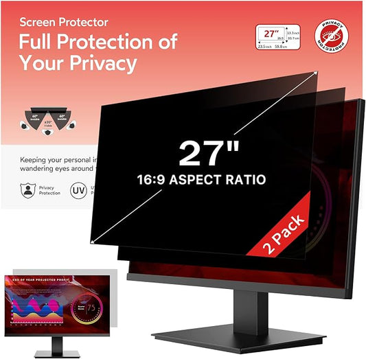 BERSEM 27 inch Removable Computer Privacy Screen Filter for 16:9 Ratio Monitor, Anti-Spy, Anti-Glare, Anti-Scratch, UV-Blocking