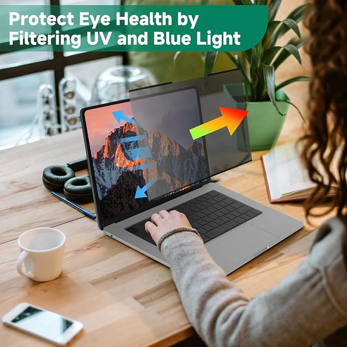 Nano-Suction Laptop Privacy Screen 15.6 Inch 16:9, Removable Screen Privacy Shield for Laptop, Anti Glare, Anti Bule Light, Screen Protector for Lenovo HP Dell Acer Asus Thinkpad