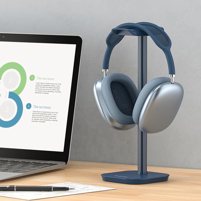 Headphone Stand, Desktop Headset Holder Heavy Base Desk Earphone Stand Aluminum Gaming Headset Hanger Rack for AirPods Max, AirPods, AirPods Pro, Sony, Beats, Bose, Razer and More(Blue)