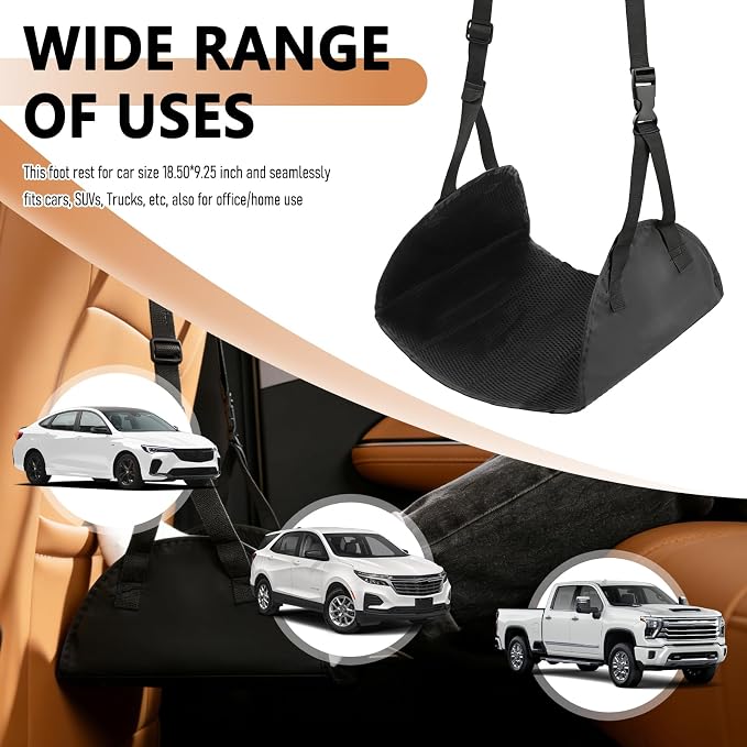 Car Foot Hammock with Adjustable Height,No Collapse Car Travel Foot Rest for Relaxing Your Feet,Travel Essential Portable Cars Seat Foots Rest for Kids Fit Cars,SUVs,Trucks