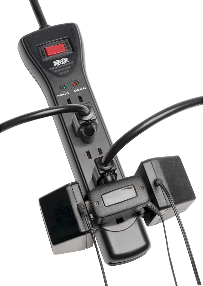 Eaton Tripp Lite Series SUPER7B Flat Plug Power Strip Surge Protector, 7 Outlets, 7ft Extension Cord, 2160 Joules, UL Listed & Certified, Black, Lifetime Manufacturer's Warranty & $75,000 Insurance