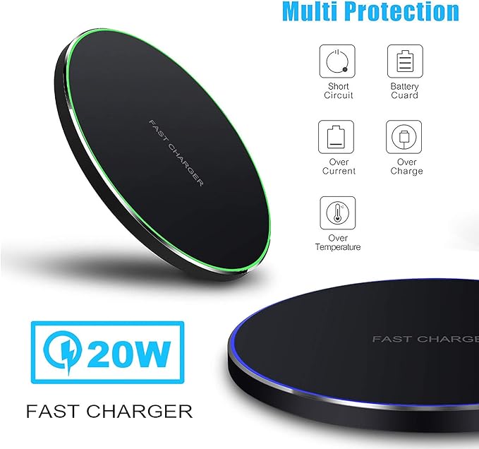 Fast Wireless Charger,20W Max Wireless Charging Pad Compatible with iPhone 17/17 Pro/16/15/14/13/12/SE/XS Max/XR,AirPods;FDGAO Wireless Charge Mat for Samsung Galaxy S25/S24/Note,Pixel/LG
