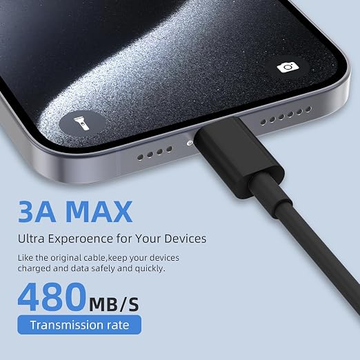 2Pack 6FT USB to USB C Cable for iPhone 17 16 15 Charger Cord, for Apple 17 16 15 Pro/Pro Max/Plus Type C Cord, for iPad Pro 12.9/11, Air 5th/4th Gen, Car Carplay Charging Cable for Android(Black)