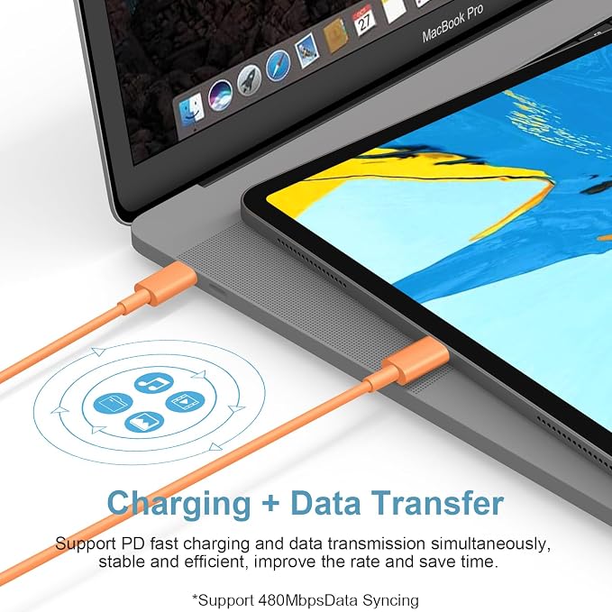 iPhone 17 16 15 Charger Fast Charging Type C Chargers USB C Charger Block iPhone 17 16 15 Air Pro Max Chargers with 12FT Cable for iPhone 17/17 Plus/17 Pro Max/16/16 Plus/16 Pro Max/15 Pro Max(Orange)