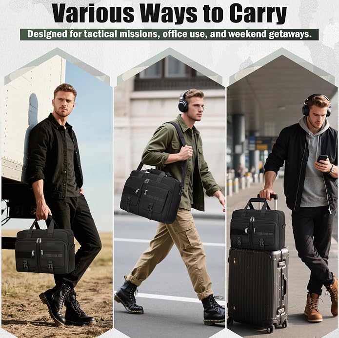 RAINSMORE Tactical Laptop Bag for Men 15.6/17.3 Inch Military Laptop Briefcase with MOLLE Large Business Travel Messenger Bag