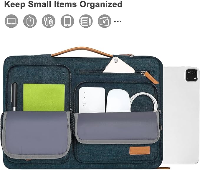 MOSISO 9-11 inch Tablet Sleeve Case for iPad A16 2025, iPad Air 11 inch M3 M2, iPad Pro 11 M4, iPad 10/9/8/7th, Galaxy Tab A9+/S9/S8/Plus 11, Side Open Carrying Bag with 4 Zipper Pockets, Teal Green