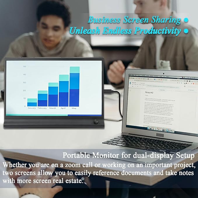 15.6Inch Laptop Monitor Exteder, Portable Monitor for Laptops 1080P FHD USB C Laptop Screen Extender with Brightness Adjustment Dial, Lap Second Screen, Travel Monitor for Mac PC Phone