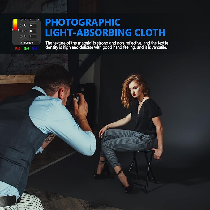 NEEWER 10 x 12FT / 3 x 3.6M PRO Photo Studio Premium Polyester Collapsible Backdrop Background for Photography, Video and Television (Backdrop ONLY) - Black
