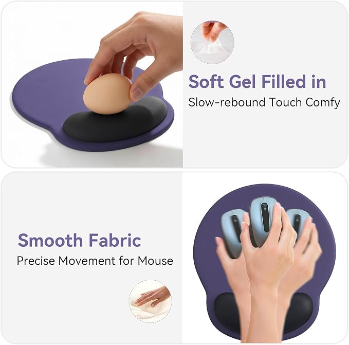 Ergonomic Mouse Pad with Wrist Rest,Mousepad with Wrist Support - Cute Gel Portable Mouse Pads for Desk Laptop,Computer,Office & Home Decor-(Grey Plants)