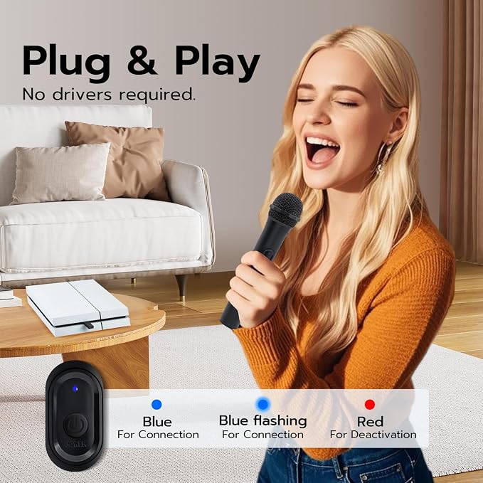Mcbazel Wireless USB Gaming Microphone Compatible with Xbox Series X/S, PS5, Switch OLED, NS Switch/Switch2, PC, PS4, PS3, PS2, Xbox One X/S, Xbox One, Xbox 360, Wii