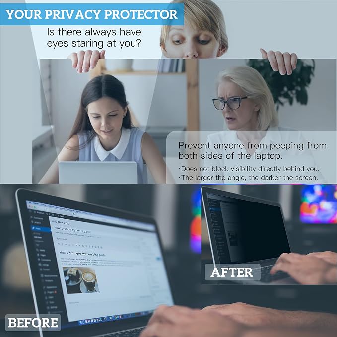 FILMEXT Laptop Privacy Screen 15.6 inch Privacy Screen Filter for Laptop 15.6" Asus/15.6" Acer/15.6HP/Dell/Toshiba 16:9, Anti-Spy,Anti-Glare Anti Blue Light-with Matte/Glossy surface