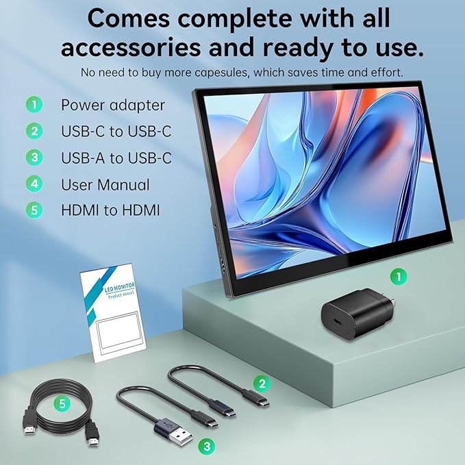 Portable Touchscreen Monitor 16 Inch 1920X1200P IPS Touch Screen Monitor with USB C HDMI Port, 350cd/m², External Monitors for Laptop PC Phones Computer PS4/5