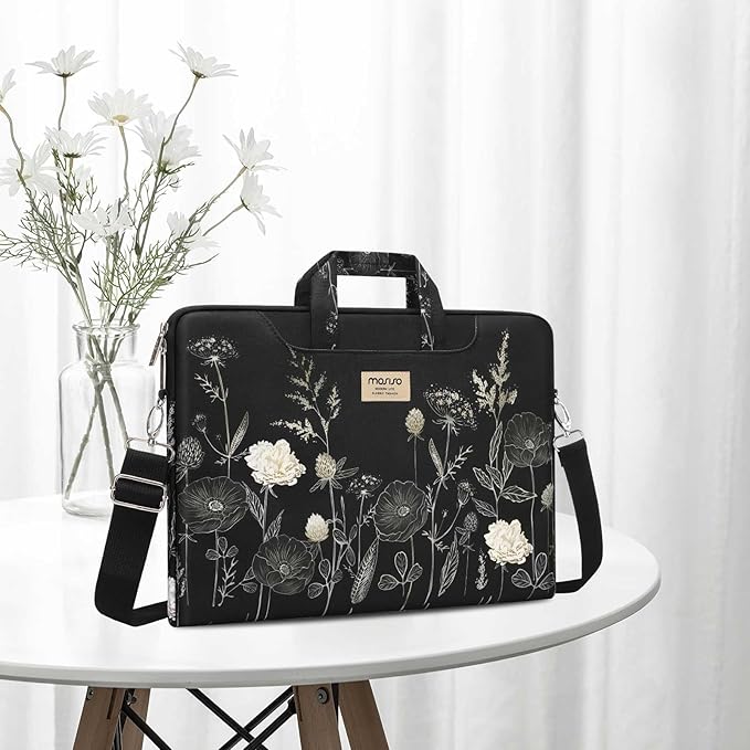 MOSISO Laptop Bag for Women 13.3 inch, 13-14 inch Computer Bag Compatible with MacBook Neo 13/ Air 13/13.6/ Pro 13/14, HP Dell Asus Notebook, Laptop Messenger Shoulder Sleeve with Strap, Retro Flower