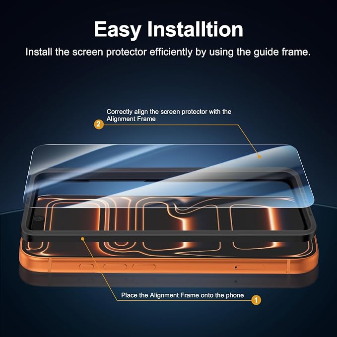 NEW'C 3x Screen Protector for iPhone 17 Pro Max (6.9 inches)+ 3x Camera Lens Protector, Sensor Protection, Case Friendly Tempered Glass Film, Ultra Resistant, Easy installation tool include