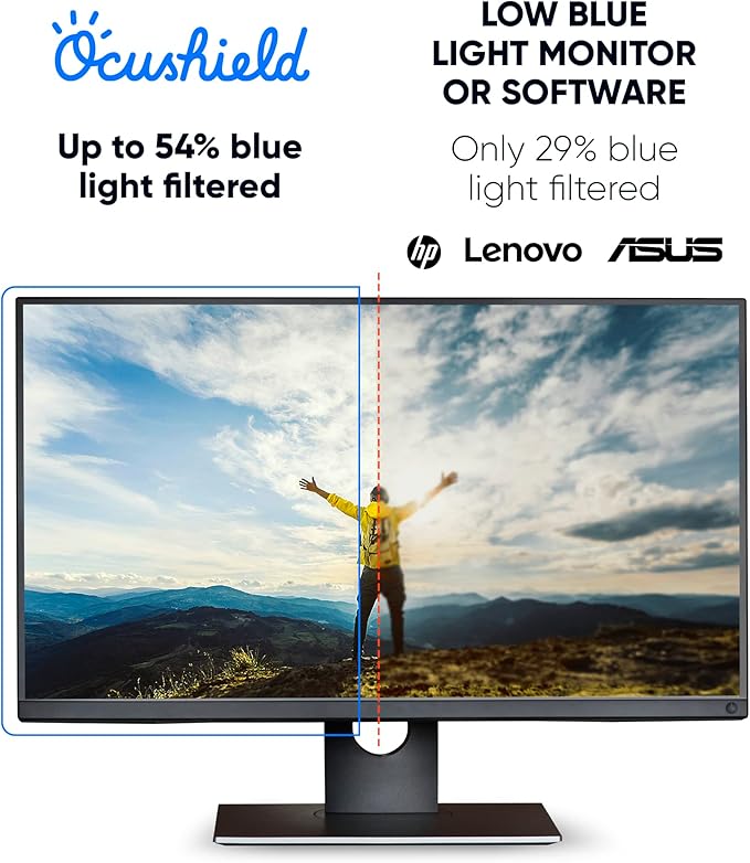 Ocushield 23” (16:10) Premium Anti Blue Light Screen Protector with Privacy Filter for Laptops and Computer Monitors - Anti-Glare - Easy Install - Anti-Fatigue (496 x 310 mm)
