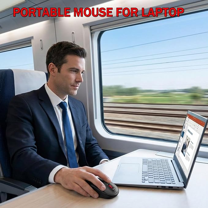 AOC Wireless Mouse, 2.4G Optical Mice with Nano Receiver, Portable Design with Textured Grip, 1600 DPI Adjustable Cordless Mouse Compatible with Notebook, PC, Laptop Black MS400