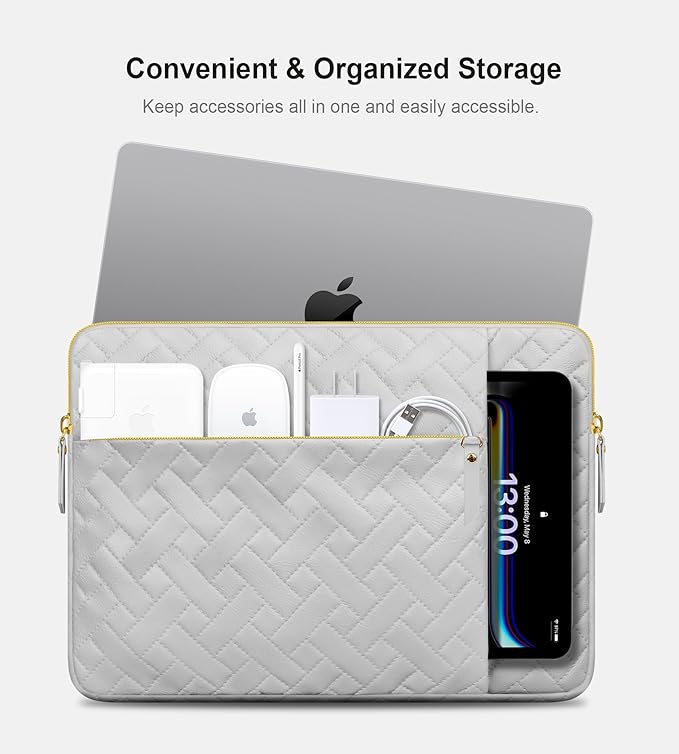Lacdo Laptop Sleeve Case for 15 inch New MacBook Air M5/A3448 (2026), M4 A3241 2025, M3 A3114, M2 A2941 2024-2023, 15 inch MacBook Pro A1990 A1707 Computer Bag with Accessory Pocket, Space Gray