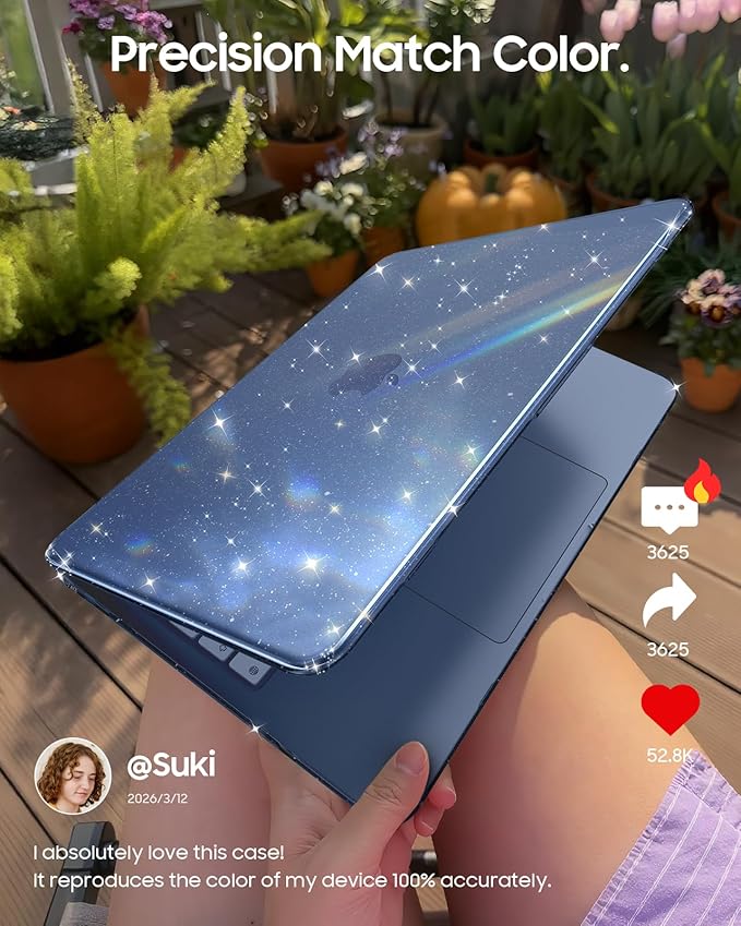 Fintie Compatible with MacBook Neo 13 Inch Case 2026 Model A3404 with A18 Pro Chip, Ultra-Thin Scratch Resistant Protective Hard Shell Cover with Keyboard Skin & Screen Protector (Glitter Indigo)