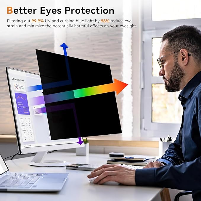 [5-Pack] 31.5 Inch Computer Privacy Screen for 16:9 Widescreen Monitor, Anti Glare Anti-UV Eye Protection Desktop PC LED Monitor Filter, Removable Anti-Scratch Screen Film 31in