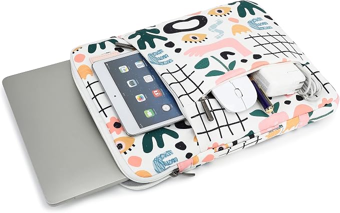 360° Protective 3 Pockets Laptop Sleeve Case Bag with Handle for MacBook Air 15 inch,MacBook Pro 16 inch and 15.6 inch Screen Laptop (Garden)