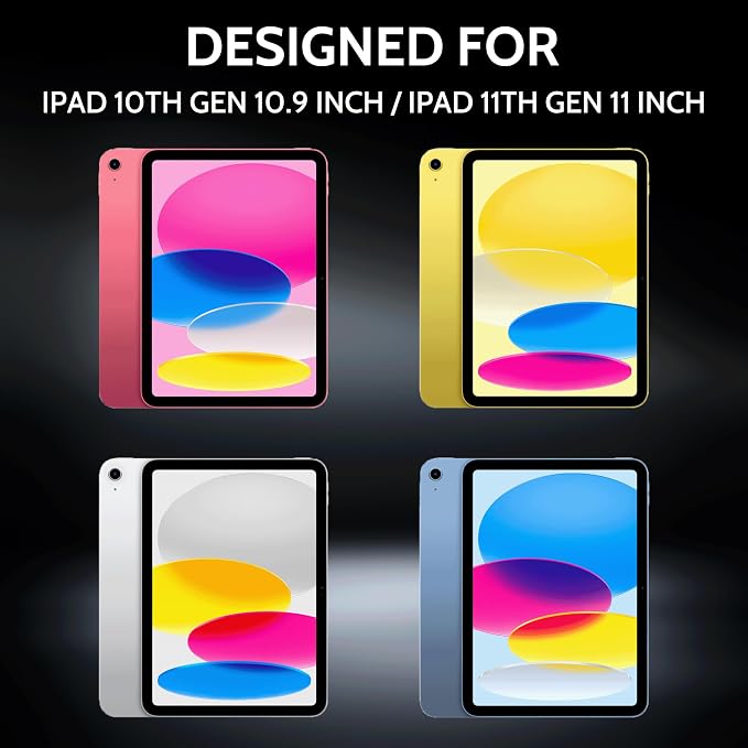 Peslv 360° Privacy Screen for iPad 10th 2022 10.9" & iPad 11th A16 2025 11", Anti Glare Blue Light Spy Filter Private Cover, High Sensitive Bubble-Free Easy Install Black Security Protector