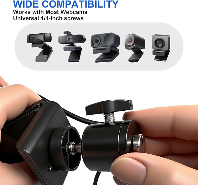 Acrylic Webcam Monitor Arm with Adjustable Pan-Tilt Head & Anti-Slip Pads 5mm Thick - 2-Piece Assembled Design for Desktop PC Laptops Streaming Video Conferencing