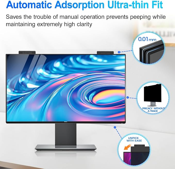 2Pack Magnetic 22 Inch Privacy Screen for Computer Monitor 16:10 Aspect Ratio, Hanging Removable Anti-Blue/Glare Protector Film, Anti Spy Desktop Security Private Filter 22in