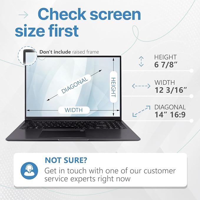 VINTEZ 14 Inch 16:9 Privacy Screen for Computer Monitor and Laptop - Anti Glare Protector Film Blue Light Filter Eye Protection - Computer Screen Privacy Shield, [1 Pack]