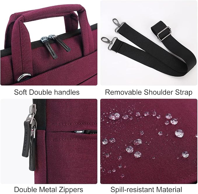 DOMISO 17.3 inch Laptop Messenger Shoulder Bag Tote Bag for Women for Men,Business Travel Work Computer Bag Chromebook Case Briefcase,Compatible with 17 inch HP Dell Lenovo ASUS, Fuchsia