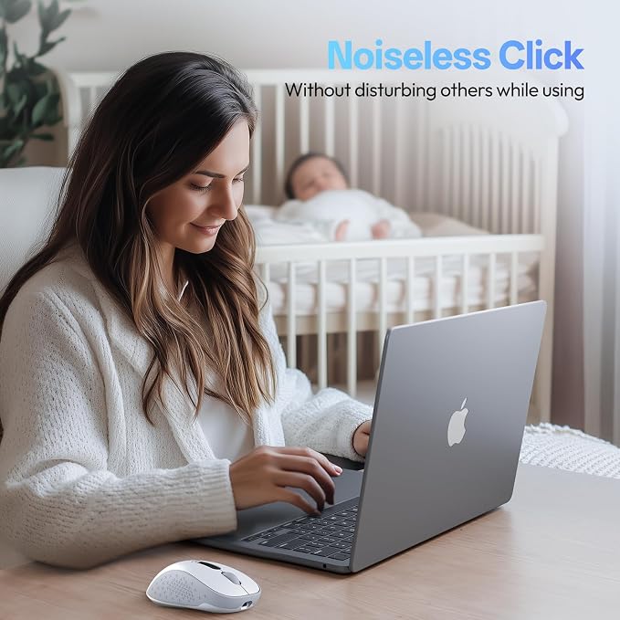 XBG B15pro Wireless Bluetooth Mouse, Bluetooth 5.0/4.0 & 2.4G Tri-Mode, Type-C Rechargeable with LED Screen Display, Ergonomic Silent Click for Laptop/PC/Tablet, Multi-Device & Office Use-White