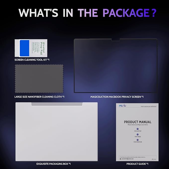 Peslv Privacy Screen for 12.4 Inch Surface Laptop Go 3/2/1, MagicSuction™ Removable Anti Spy Black Protector, Glare Blue Light Filter for Microsoft Laptop Computer Monitor