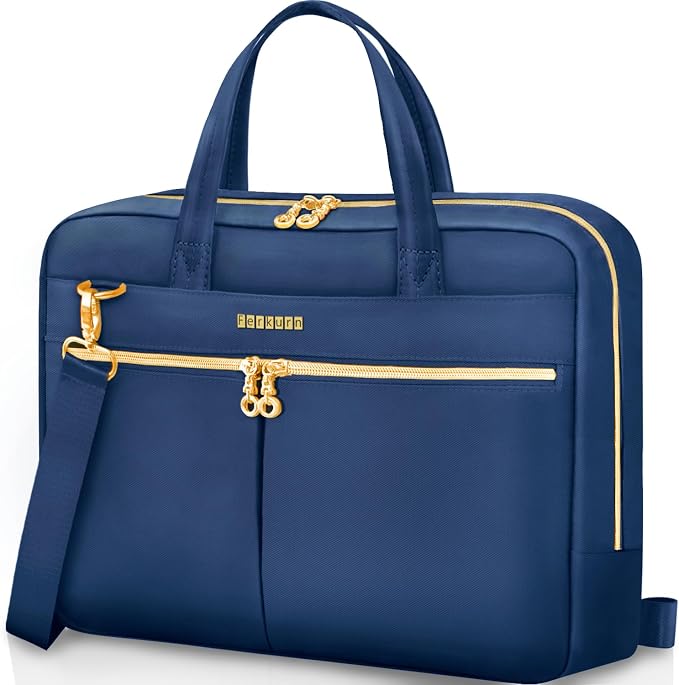 Ferkurn Laptop Bag Case Women Men Computer Bag Compatible with MacBook/HP/LG/Dell, Shoulder Strap Slim Carrying Messenger Briefcase, Blue, 14 Inch