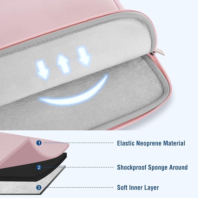 MOSISO Laptop Case 16 inch, 15-15.6 inch Laptop Sleeve Bag Compatible with MacBook Pro 16 M5 M4 M3 M2 M1, HP Acer Dell Lenovo ASUS Notebook, Neoprene Computer Sleeve Bag with Small Case, Baby Pink