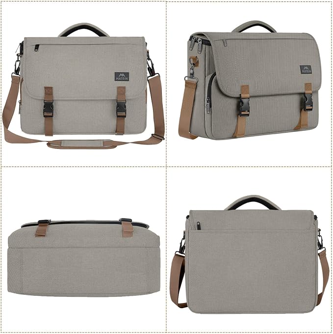 MATEIN Messenger Bag for Men, Briefcases Lightweight Men's Laptop Bag 17.3 inch Water Resistant Crossbody Satchel Computer Work Office Case with Shoulder Strap, Brown