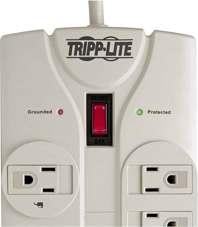 Tripp Lite 8 Outlet Surge Protector Power Strip, Extra Long Cord 25ft, Right-Angle Plug, Lifetime Limited Warranty & Dollar 75K Insurance (TLP825) , White