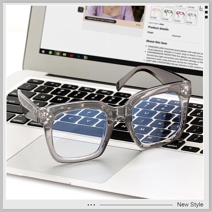 Ovresized Blue Light Blocking Glasses for Women Men Square Computer TV Eyeglasses