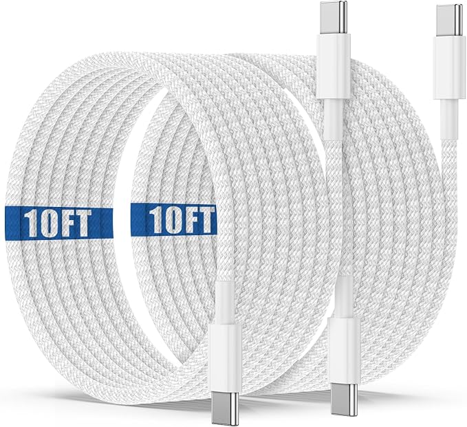 USB C to C Charging Cable 10ft, 60W Fast Type C to C Charger Cord Long for Apple iPhone 17 Pro Max/17 Air/16 Pro Max/15 Plus, MacBook Pro 2021/2020/2019,iPad 12.9/11 inch/Mini/Air 5/4,Samsung Galaxy