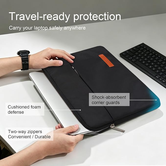 Lacdo Laptop Sleeve Case for 14 inch MacBook Pro M5 Pro/Max A3426 A3427 (2026), M5/M4/M3/M2/M1 A3434 A3112 A3401 A3185 A2918 A2992 2025-2021, 13.8 inch Microsoft Surface Laptop 7th Computer Bag, Black