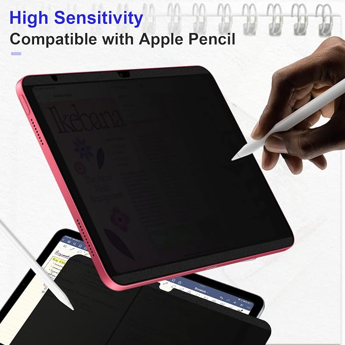 Mamol Magnetic iPad 11th generation (A6, 2025)/ 10th generation (2022) Privacy Screen Protector, iPad 10.9 inchAnti Blue Light Glare Spy Privacy Filter