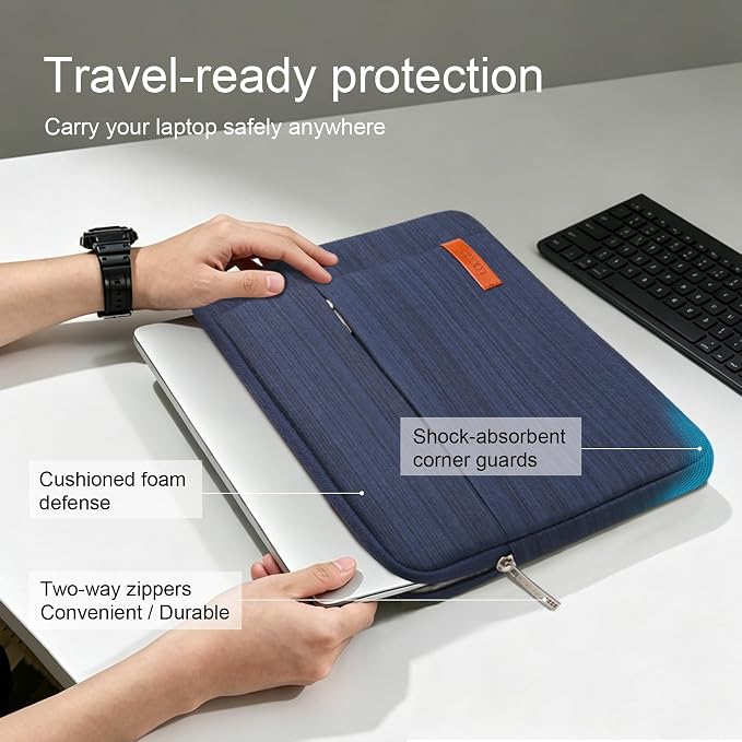 Lacdo Laptop Sleeve Case for 15 inch New MacBook Air M5/A3448 (2026), M4 A3241 2025, M3 A3114, M2 A2941 2024-2023, 15 inch MacBook Pro A1990 A1707 Computer Case Bag with Accessory Pocket, Blue