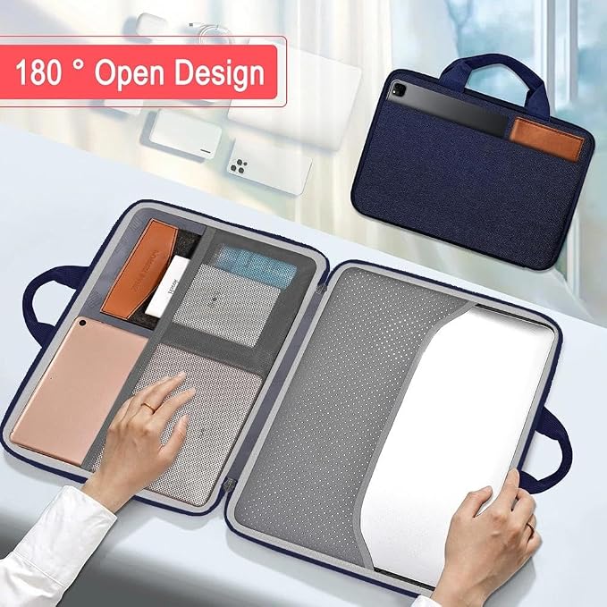 Hseok Laptop Case 13.3-14 inch Sleeve, TSA Computer Handbag Water-Resistant and Shockproof Bag Compatible with MacBook Pro/Neo 14", Mac Air/Pro 13.3" and 13"-14" Notebooks Chromebooks,Blue
