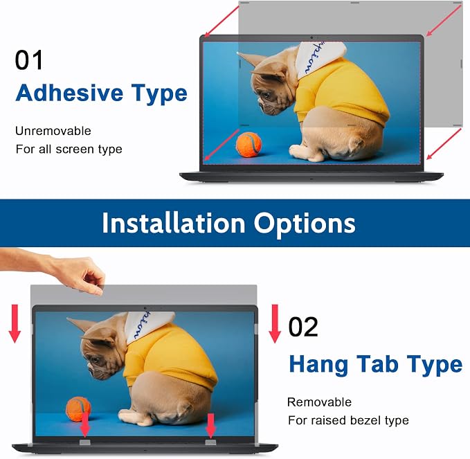 IPROKKO Laptop Privacy Screen 16 Inch 16:9 Aspect Ratio, Compatible with HP Dell Lenovo Acer Asus Samsung LG, 16,1" Removable Anti Blue Light Glare Spy Computer Monitor Filter Security Shield