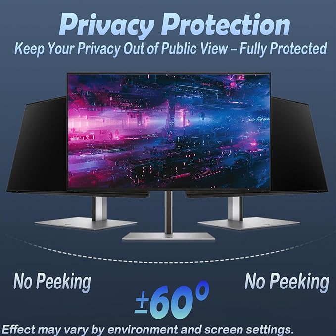 32 Inch Privacy Screen for Computer Monitor, 16:9 Anti-Spy Filter for Laptop & PC Display, Blue Light Blocking Anti-Glare Reversible Protector Film, Easy Slide-Mount Installation (32 Inch Widescreen(16:09))