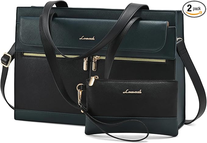 Laptop Bag for Women Leather Laptop Tote Bag Large Computer Bag Waterproof Business Office Work Bag