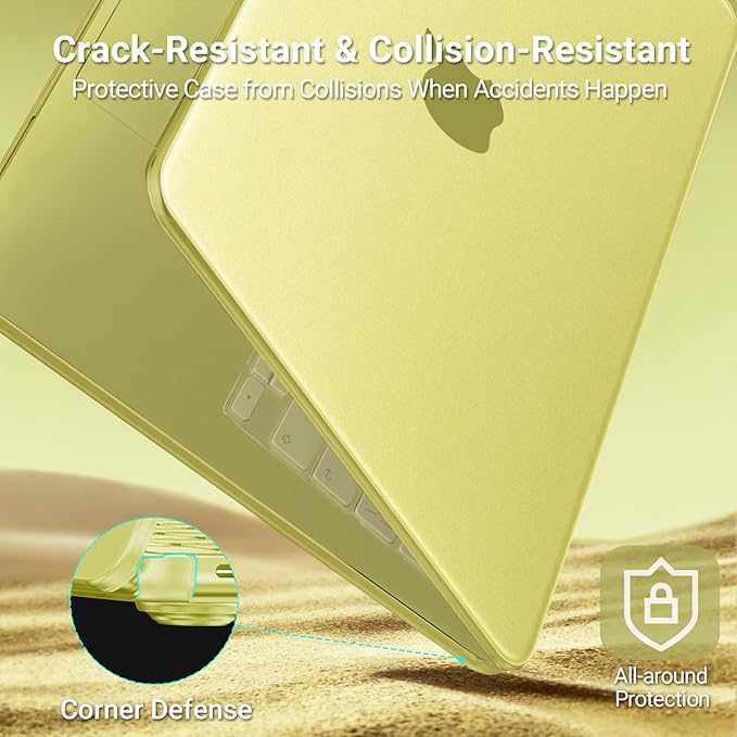 MOSISO Compatible with MacBook Neo Case 13 inch 2026 Release A3404, Seamlessly Closes Scratches & Fingerprints Resistant Hard Shell&Sixteen Grid Puffy Bag&Keyboard Skin&Type C&Screen Film, Citrus