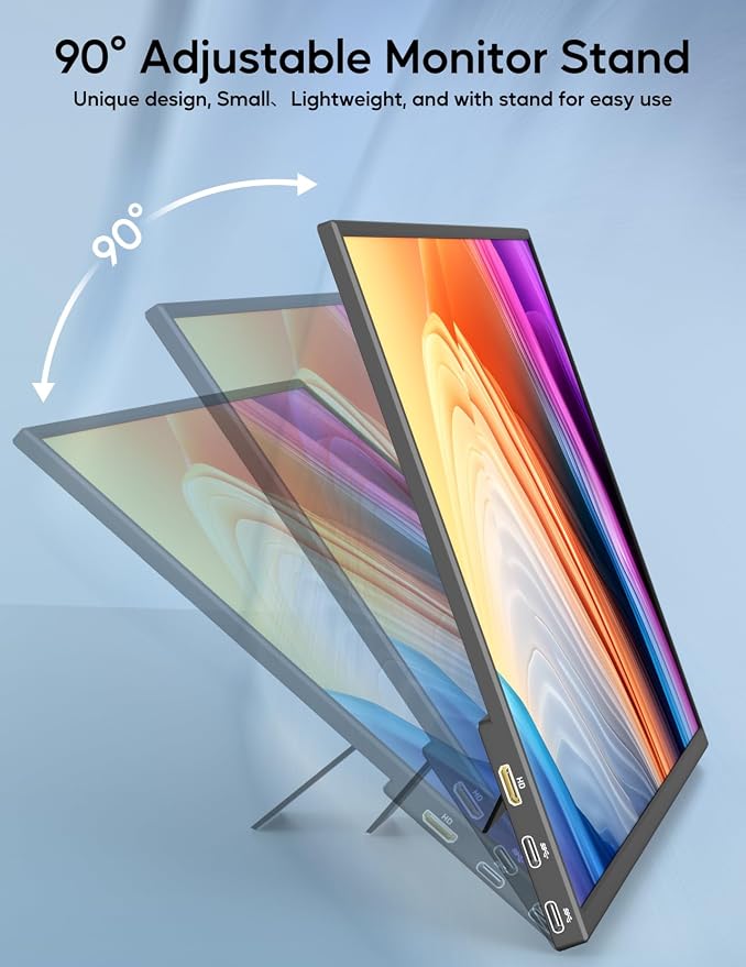 4K Portable Monitor, 13.4" 3840 * 2400 IPS Portable Monitor for Laptop, Slim Lightweight HDR Travel Screen USB-C HDMI w/Smart Cover for Laptop PS5/4 Xbox